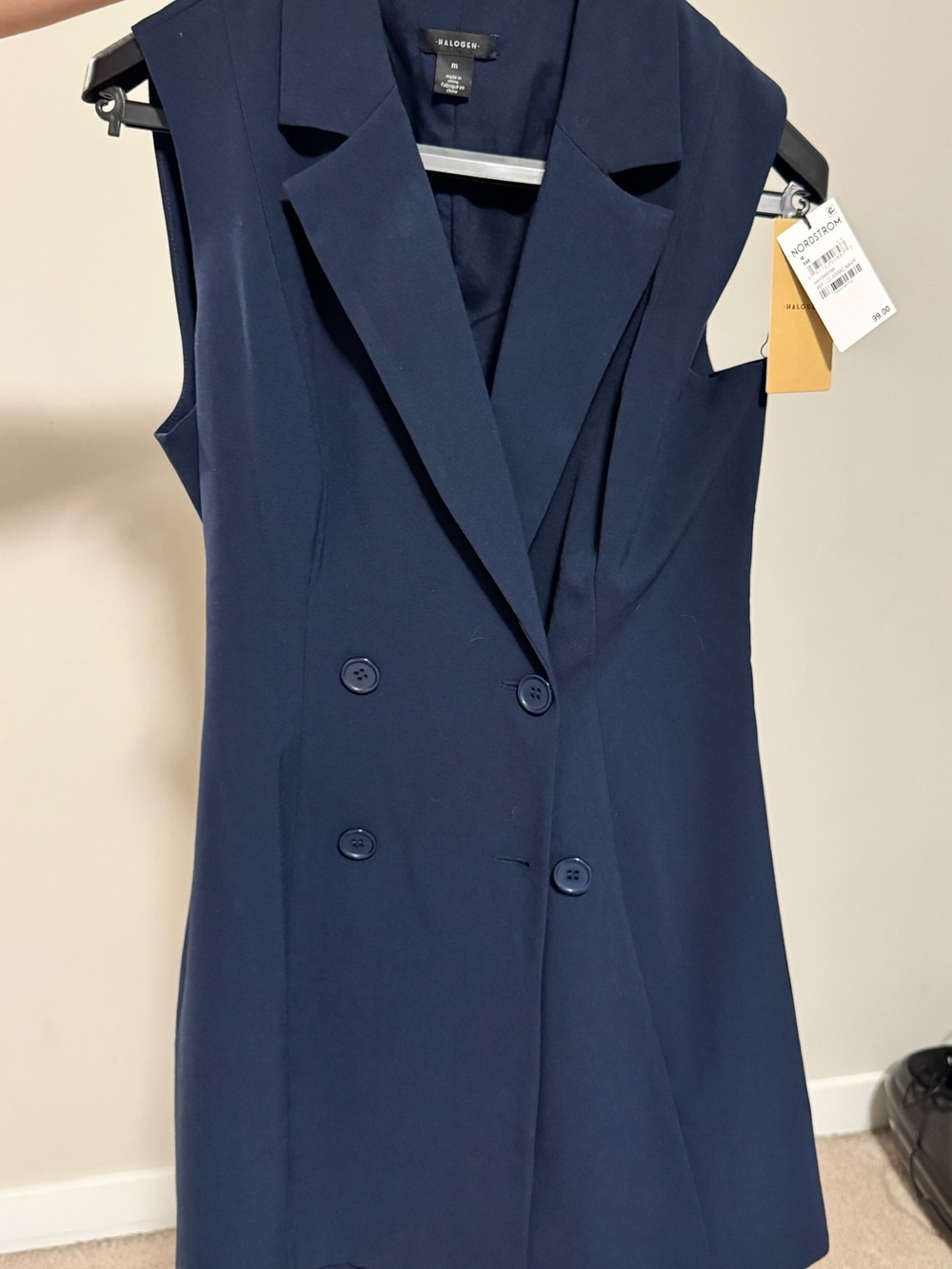 Halogen Classic Navy Sleeveless Blazer shorts